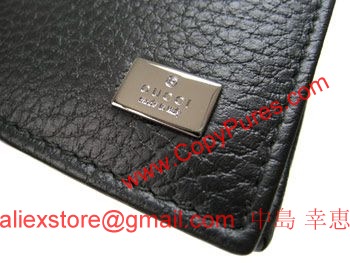 GUCCI　グッチ　財布　メンズ　二つ折り　小銭入付き　SVプレート　型押しカーフ　ブラック　150412　アウトレット